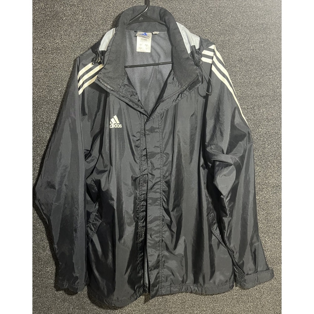 Adidas Men's Windbreaker‎ Activewear Black Zip up Hoodie Jacket  Size L